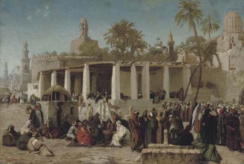 Crowds Gathering before the Tombs of the Caliphs, Wilhelm Gentz
